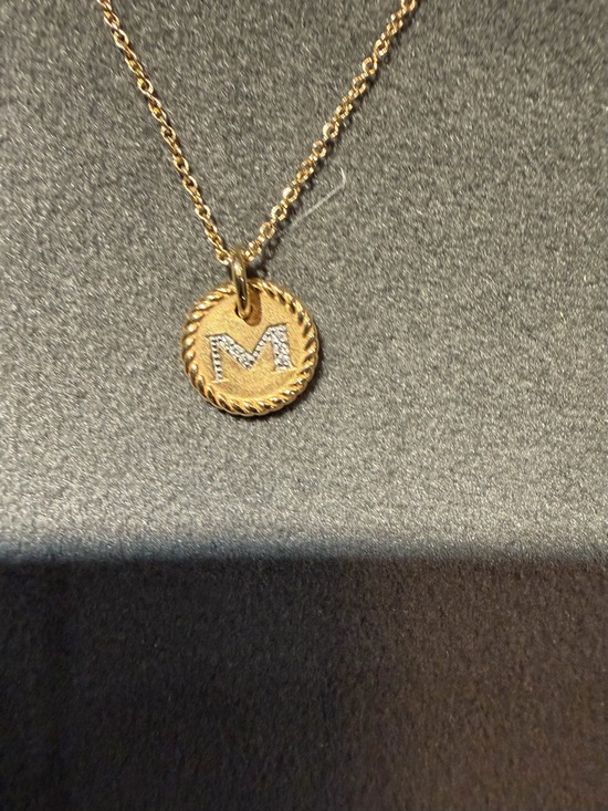 David Yurman Jewelry - DAVID YURMAN 18K GOLD M PENDANT NECKLACE